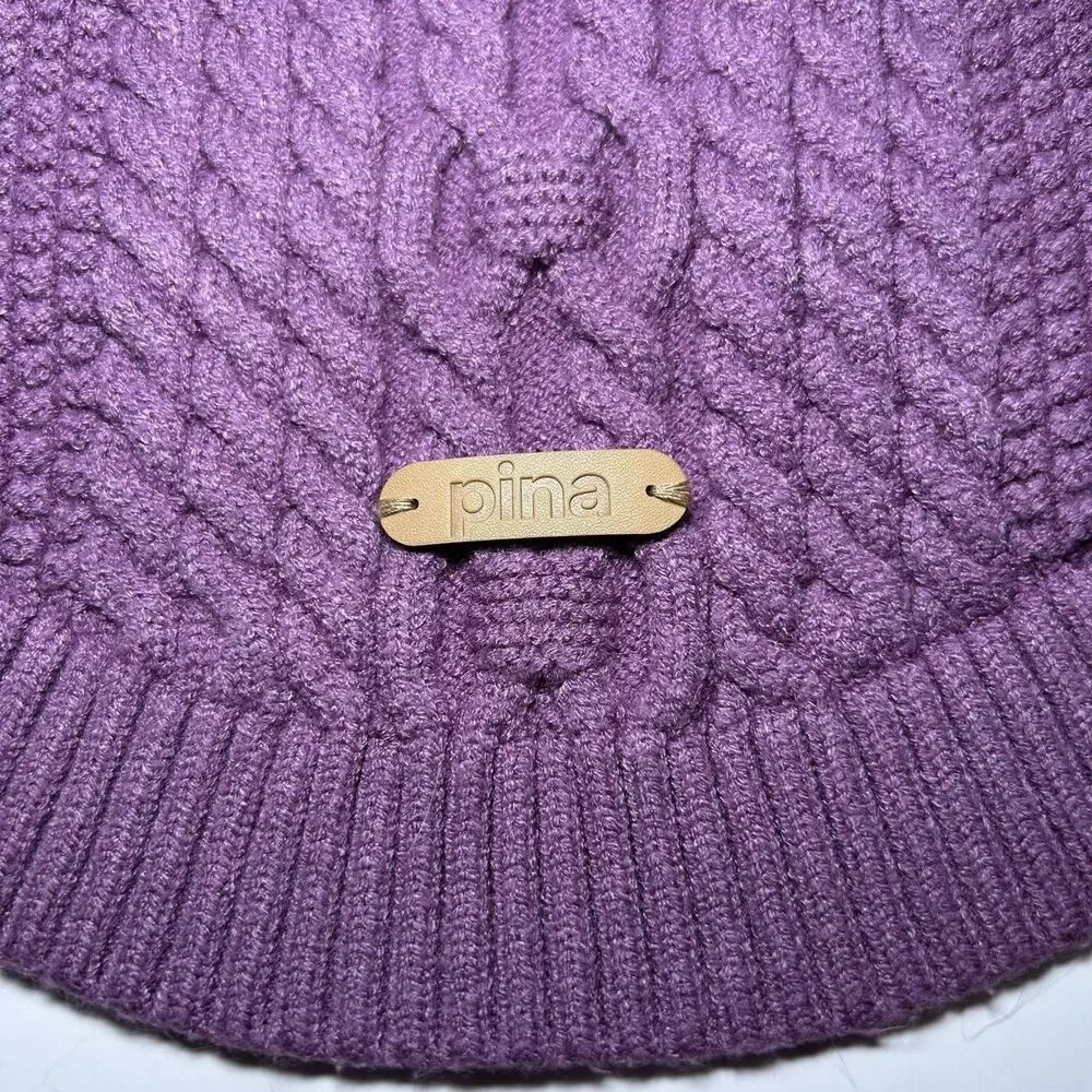 Pina Dog Sweater Large L Purple Cable Knit Winter Warm Cozy Pet Pullover Rayon